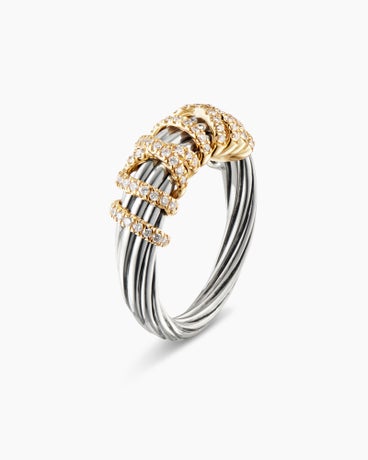 Helena Ring in Sterling Silver with 18K Yellow Gold and Diamonds, 7.7mm
