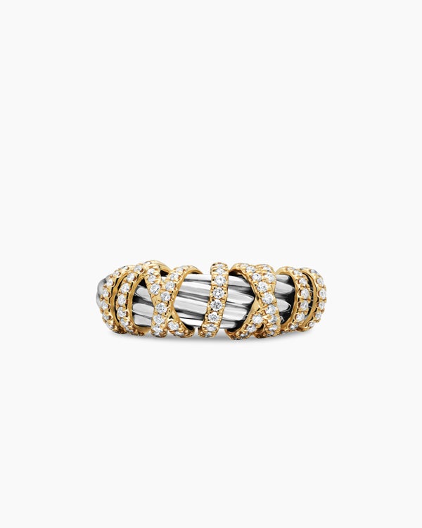 Helena Ring in Sterling Silver with 18K Yellow Gold and Diamonds, 7.7mm
