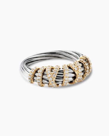 Helena Ring in Sterling Silver with 18K Yellow Gold and Diamonds, 7.7mm