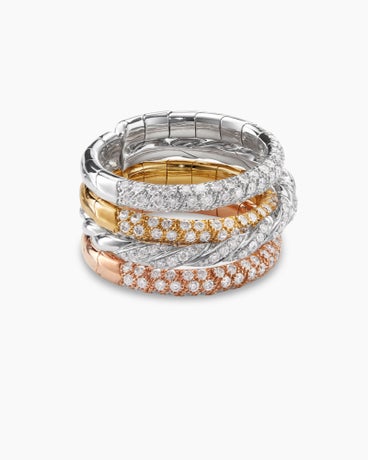 Pavéflex Four Row Ring in 18K Gold with Diamonds, 14mm