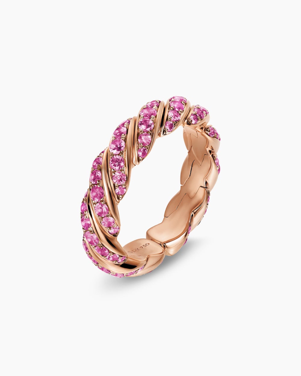 Womens Sculpted Cable Flex Ring in 18K Rose Gold, 5mm