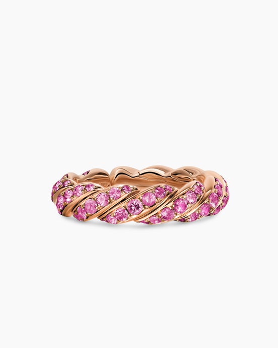 Sculpted Cable Flex® Ring in 18K Rose Gold with Pink Sapphires, 5mm