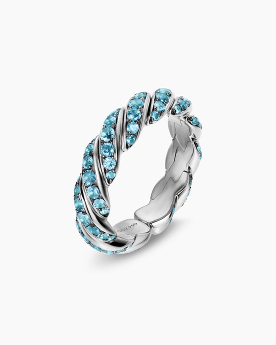 Sculpted Cable Flex® Ring in 18K White Gold with Paraiba Tourmalines, 5mm