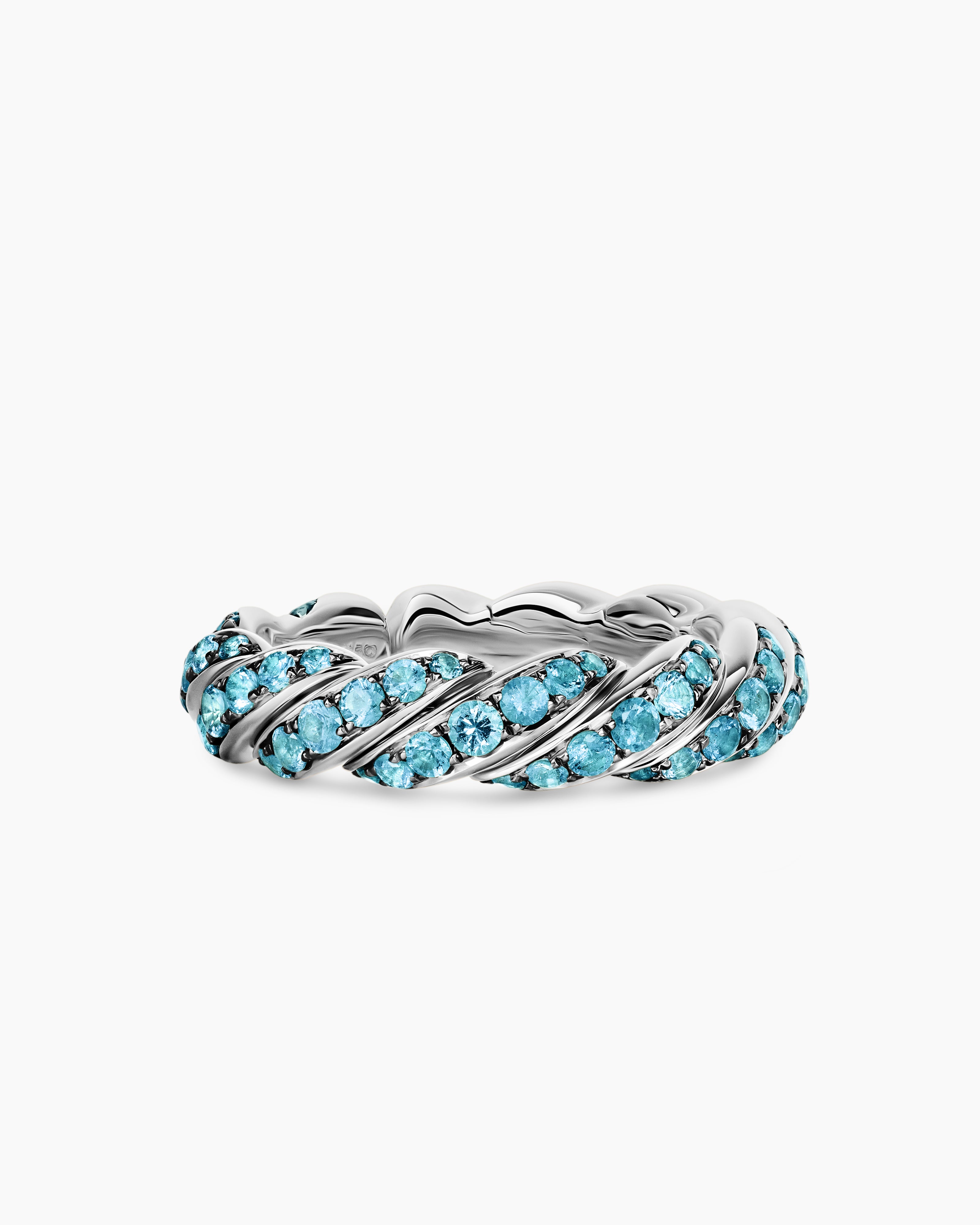 Womens Sculpted Cable Flex Ring in 18K White Gold, 5mm