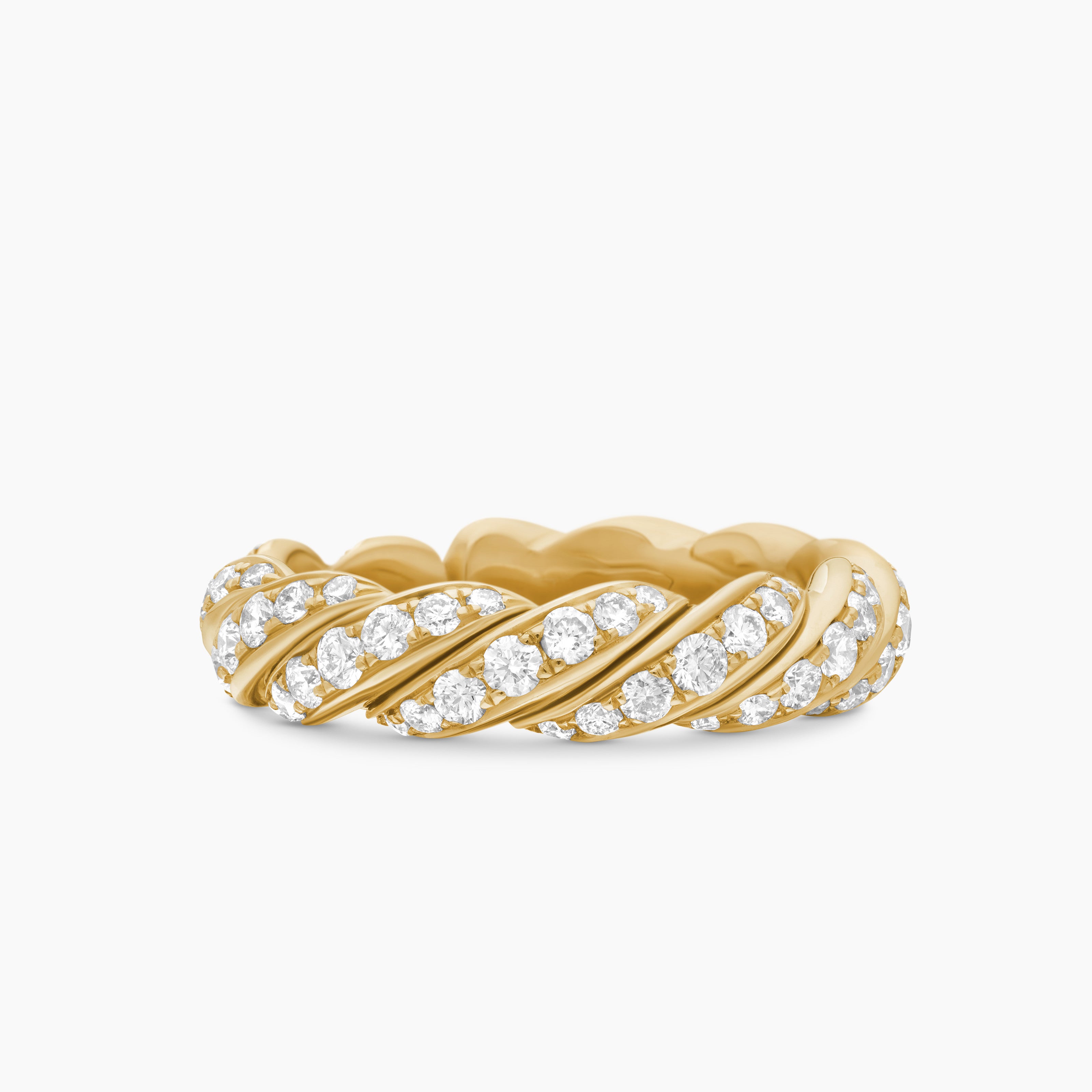 Womens Sculpted Cable Flex Band Ring in 18K Yellow Gold, 5mm