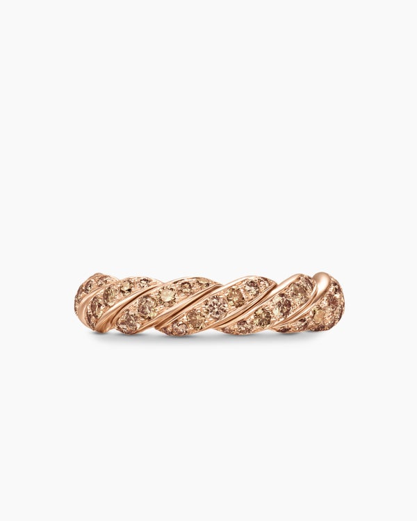 Sculpted Cable Flex Band Ring in 18K Rose Gold with Diamonds, 5mm