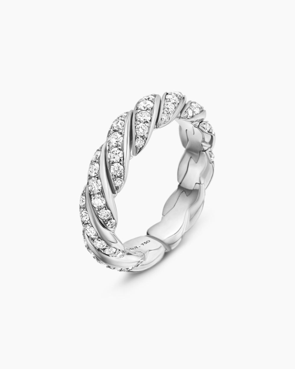 Womens Sculpted Cable Flex Band Ring in 18K White Gold, 5mm