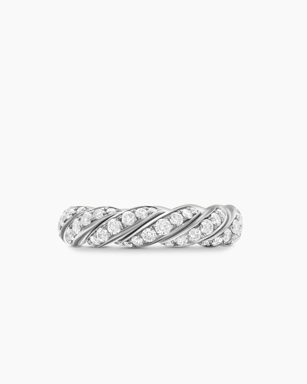Womens Sculpted Cable Flex Band Ring in 18K White Gold, 5mm