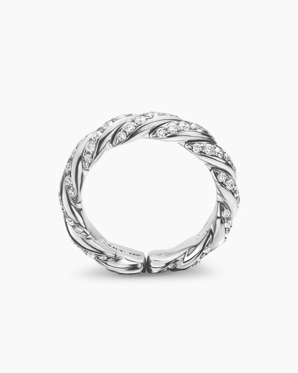Sculpted Cable Flex Band Ring in 18K White Gold, 5mm