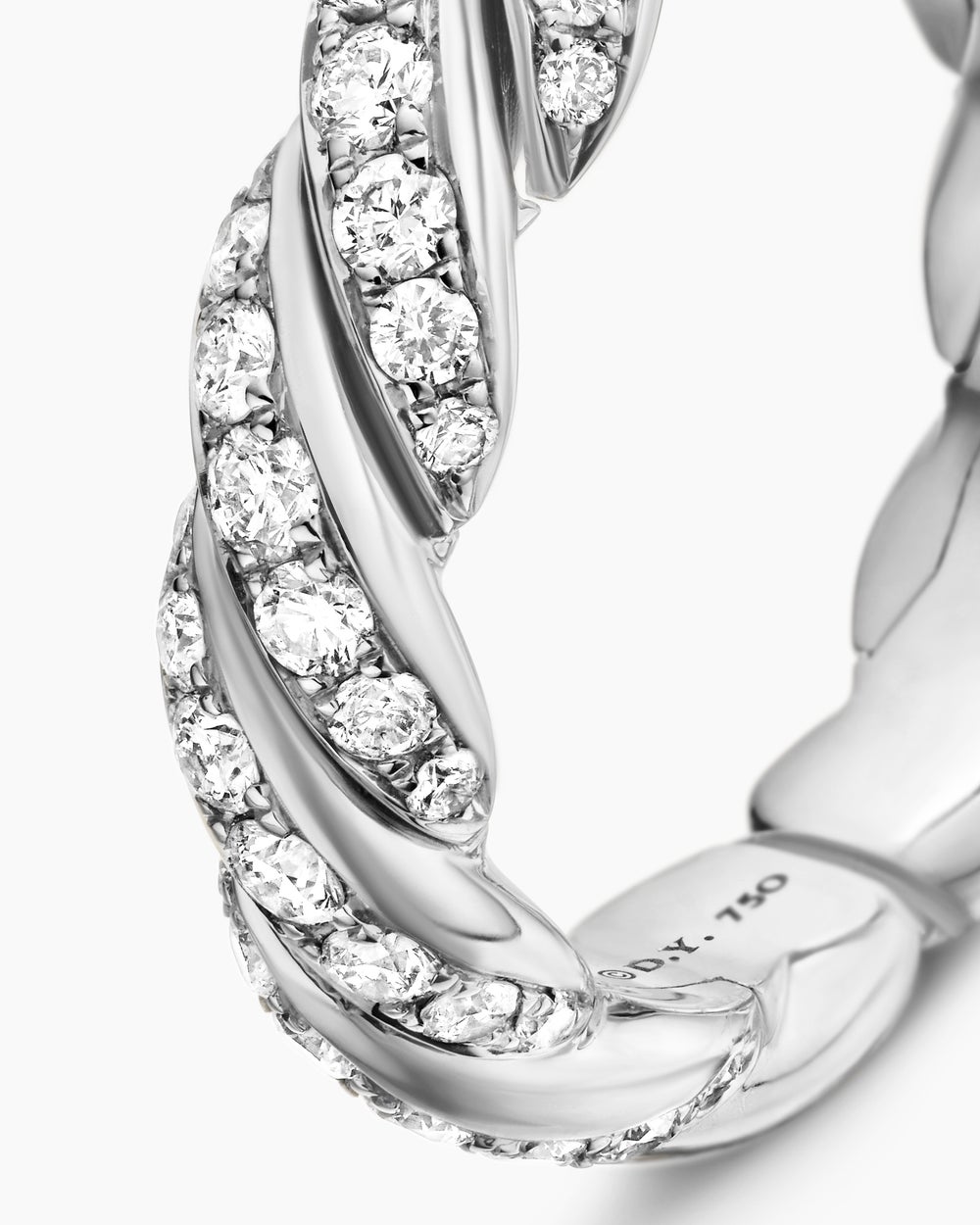 Womens Sculpted Cable Flex Band Ring in 18K White Gold, 5mm