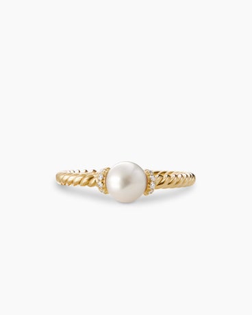Petite Solari Station Ring in 18K Yellow Gold with Pearl and Diamonds, 2.3mm