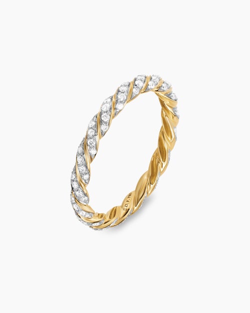 Womens Pavé Petite Band Ring in 18K Yellow Gold with Diamonds, 2.8mm