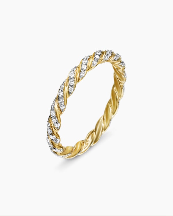 Pavé Petite Band Ring in 18K Yellow Gold, 2.8mm