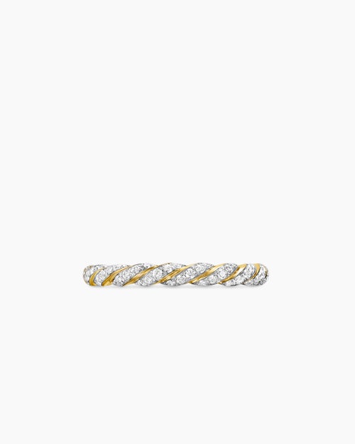 Womens Pavé Petite Band Ring in 18K Yellow Gold with Diamonds, 2.8mm