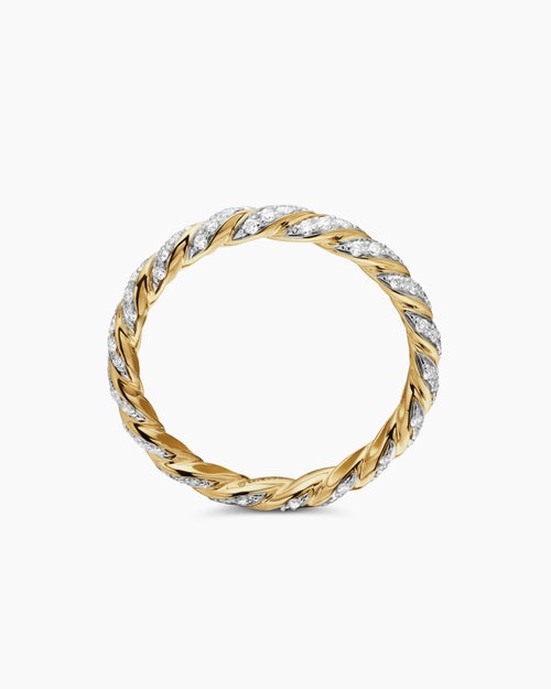 Womens Pavé Petite Band Ring in 18K Yellow Gold with Diamonds, 2.8mm