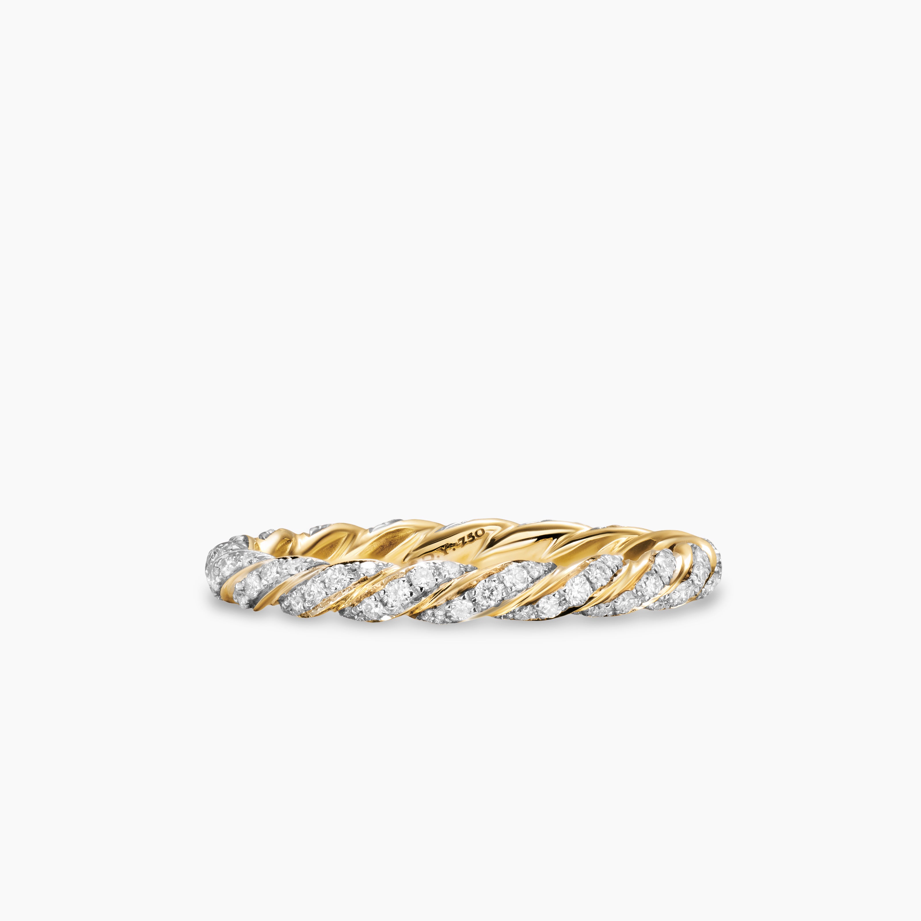 Womens Pav&eacute; Petite Band Ring in 18K Yellow Gold, 2.8mm