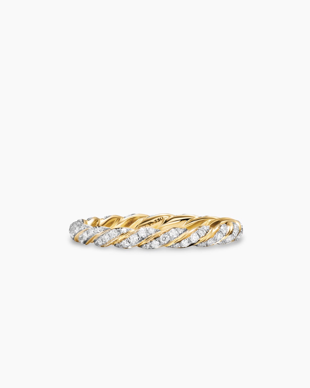 Anneau de petite taille avec pavé en or jaune 18 carats, 2,8 mm femme