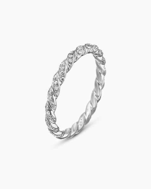 Womens Pavé Petite Band Ring in 18K White Gold with Diamonds, 2.8mm