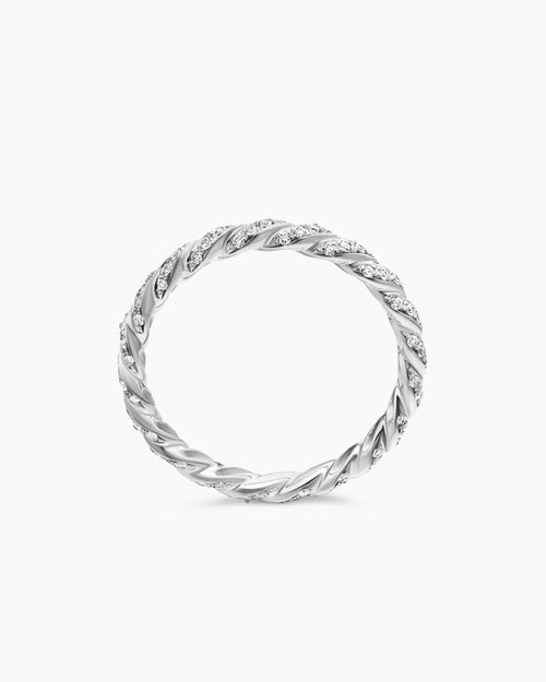 Womens Pavé Petite Band Ring in 18K White Gold with Diamonds, 2.8mm