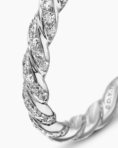 Womens Pavé Petite Band Ring in 18K White Gold with Diamonds, 2.8mm