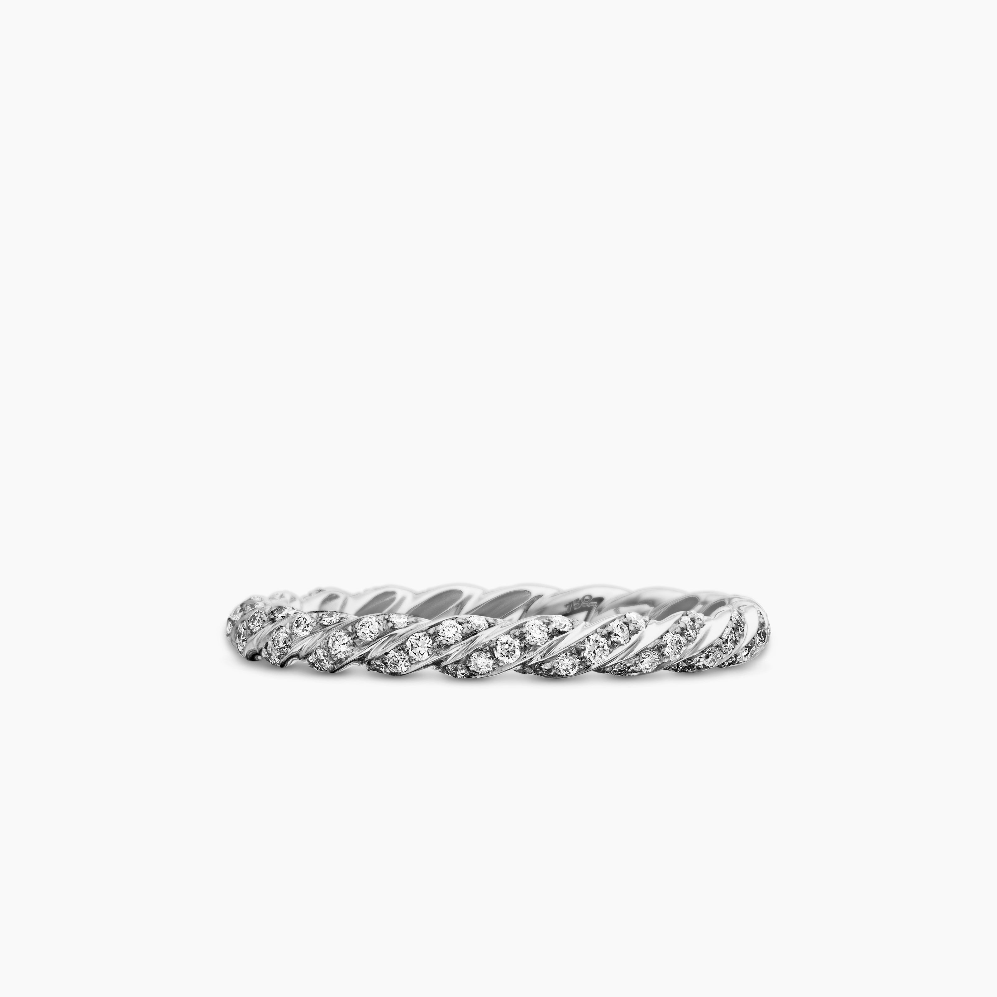Womens Pav&eacute; Petite Band Ring in 18K White Gold, 2.8mm