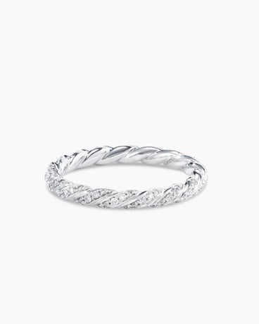 Pavé Petite Band Ring in 18K White Gold with Diamonds, 2.8mm