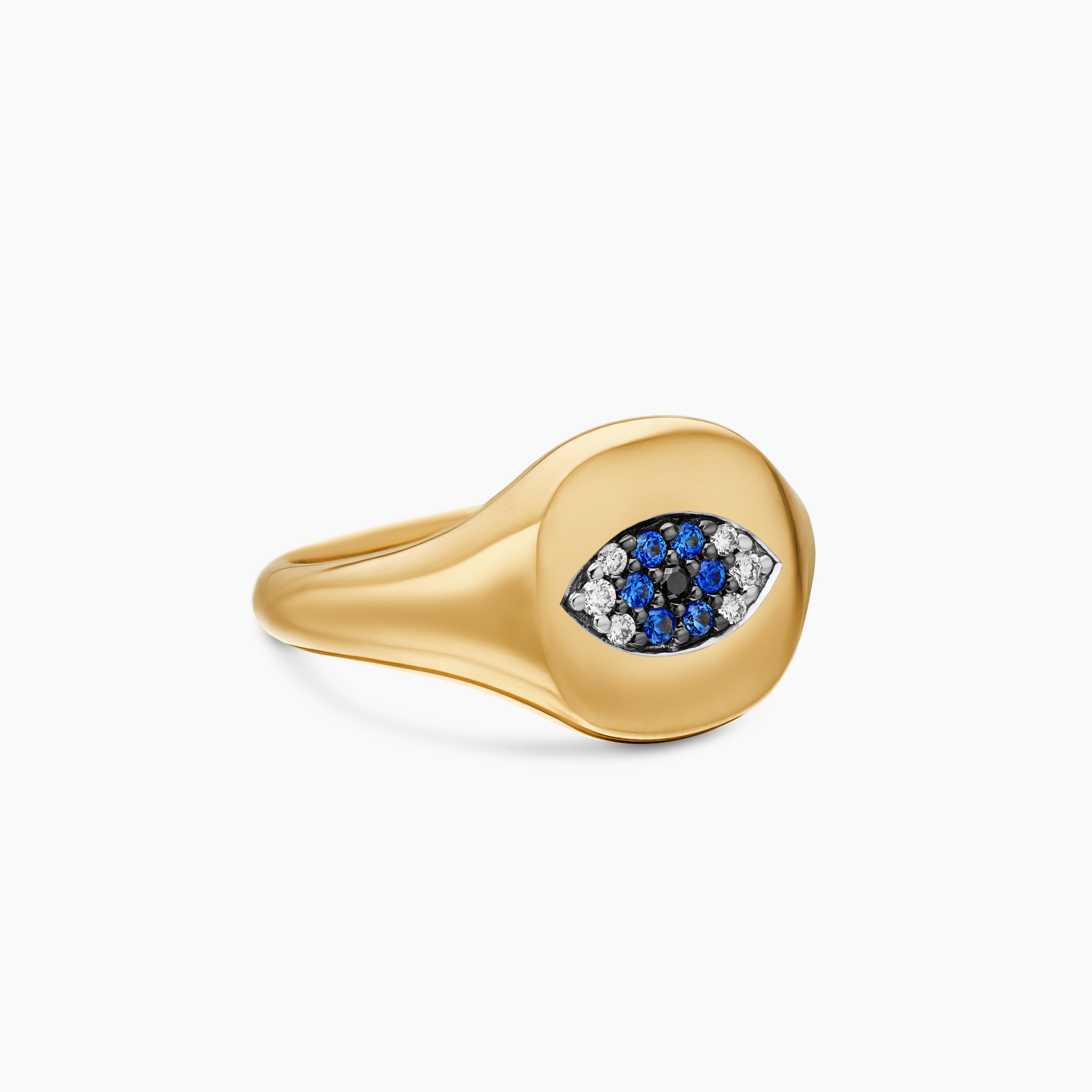 Womens Cable Collectibles Evil Eye Pinky Ring in 18K Yellow Gold with Pav&eacute;, 9.7mm
