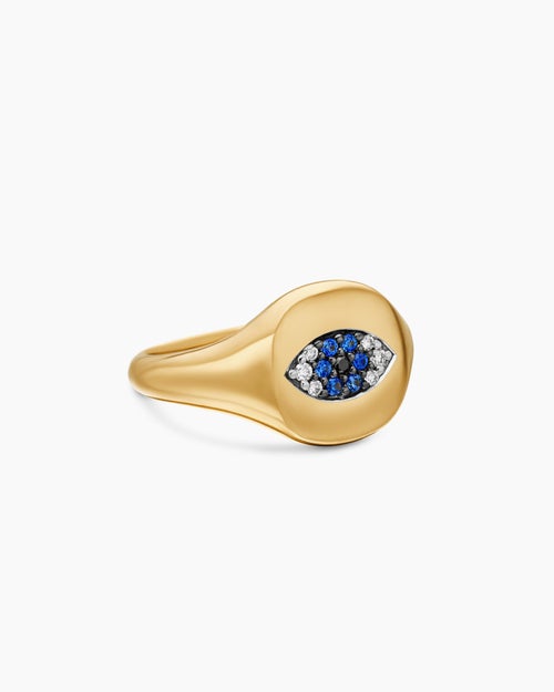 Womens Cable Collectibles Evil Eye Pinky Ring in 18K Yellow Gold with Pavé, 9.7mm