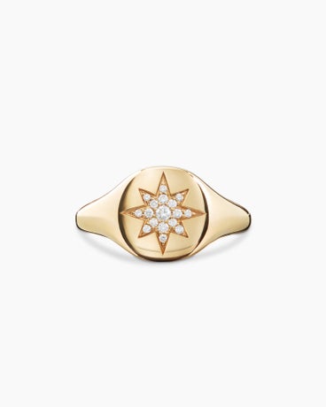 Cable Collectibles® Compass Pinky Ring in 18K Yellow Gold with Diamonds, 9.7mm