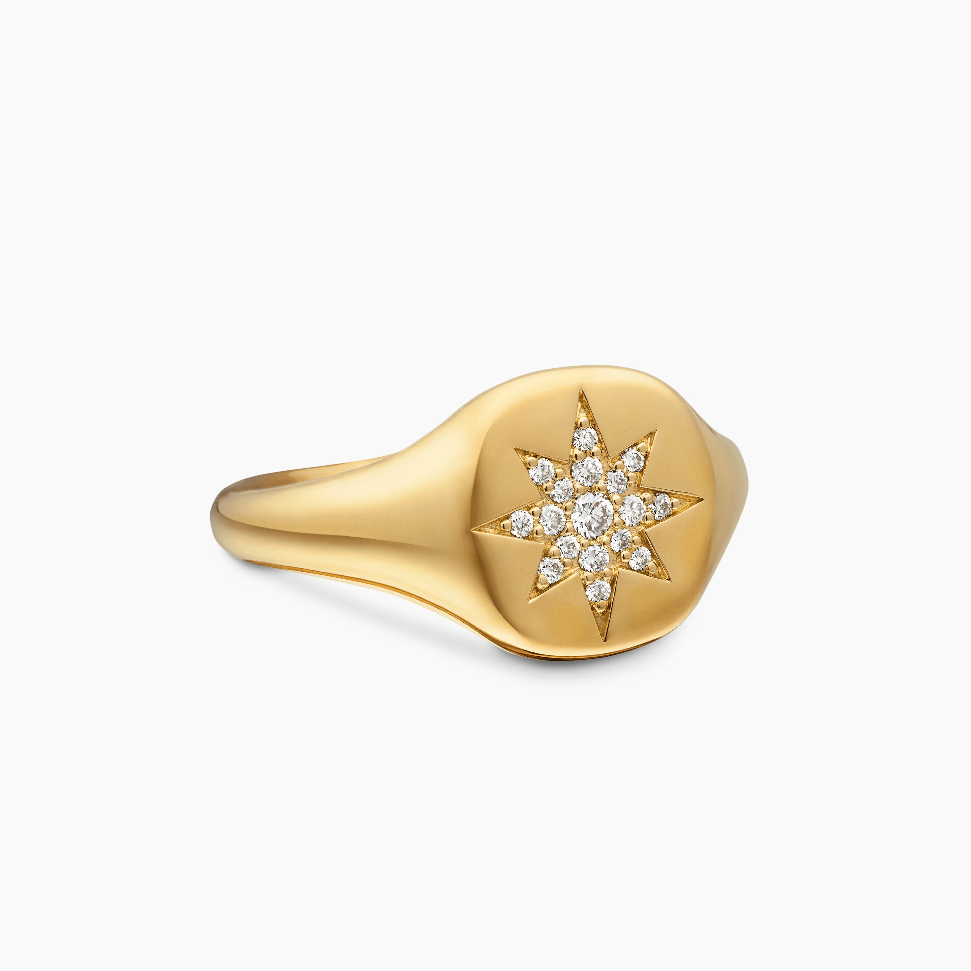 Womens Cable Collectibles Compass Pinky Ring in 18K Yellow Gold with Diamonds, 9.7mm