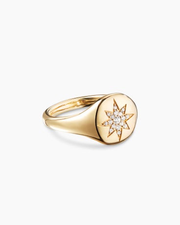 Cable Collectibles® Compass Pinky Ring in 18K Yellow Gold with Diamonds, 9.7mm