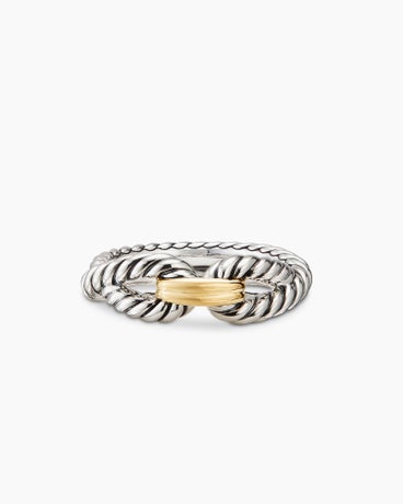 Cable Loop Band Ring in Sterling Silver with 18K Yellow Gold, 7mm