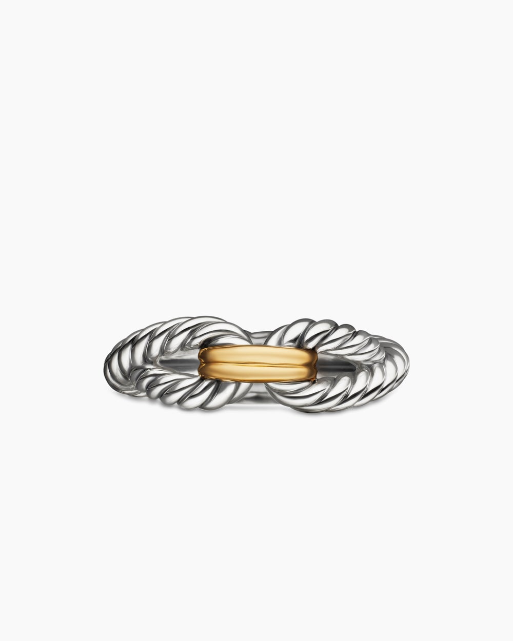 Womens Cable Loop Band Ring in Sterling Silver with 18ct Yellow Gold, 7mm