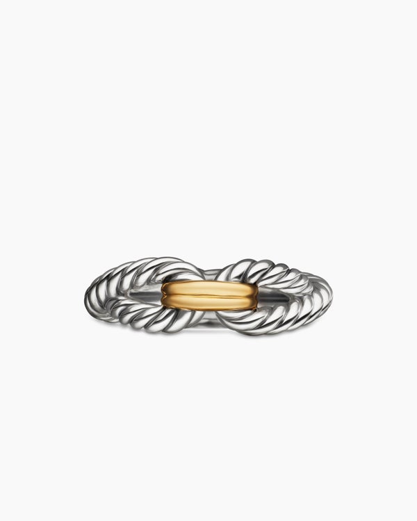 Cable Loop Band Ring in Sterling Silver with 18K Yellow Gold, 7mm