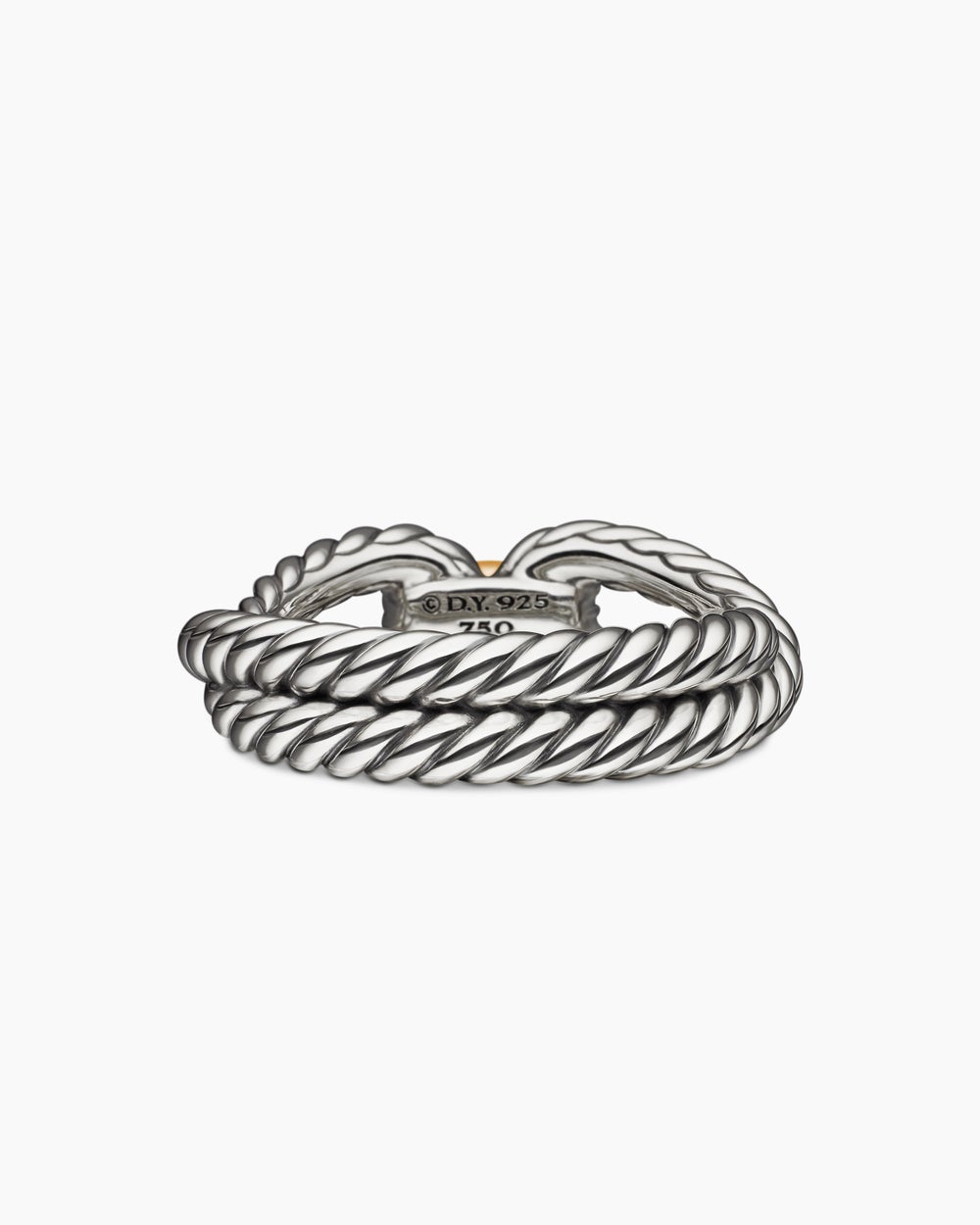 Womens Cable Loop Band Ring in Sterling Silver with 18ct Yellow Gold, 7mm