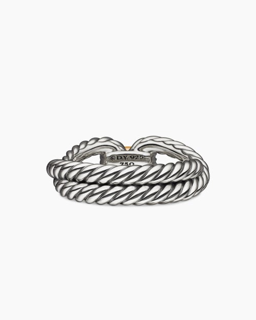 Womens Cable Loop Band Ring in Sterling Silver with 18K Yellow Gold, 7mm