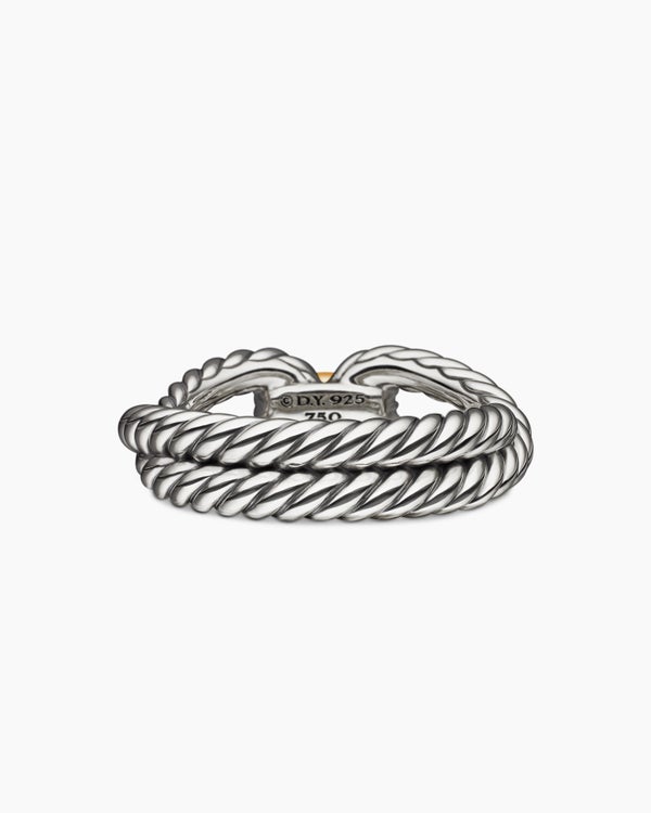 Cable Loop Band Ring in Sterling Silver with 18K Yellow Gold, 7mm