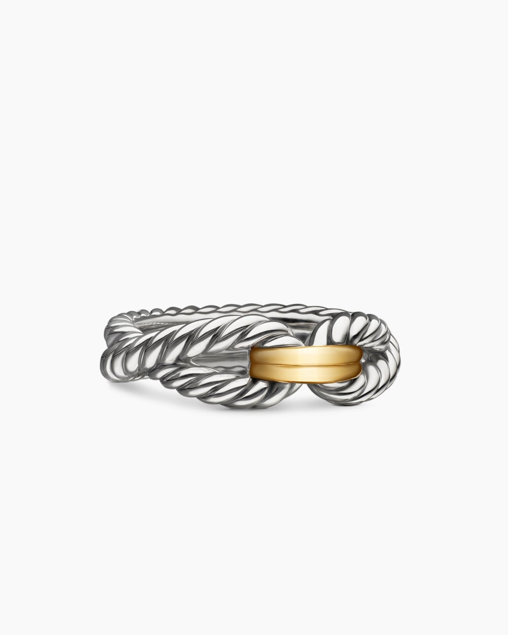 Womens Cable Loop Band Ring in Sterling Silver with 18ct Yellow Gold, 7mm