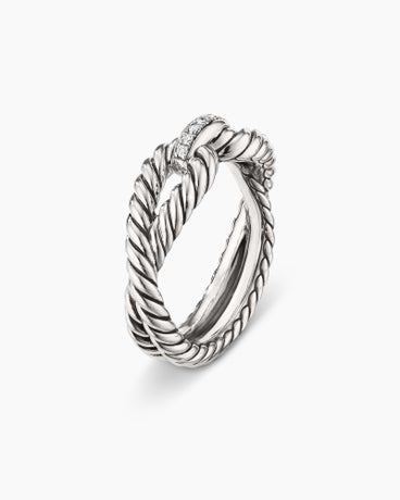 Cable Loop Band Ring in Sterling Silver with Diamonds, 7mm