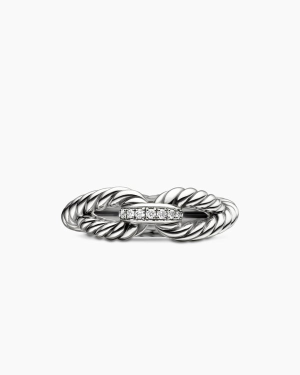 Cable Loop Band Ring in Sterling Silver with Diamonds, 7mm