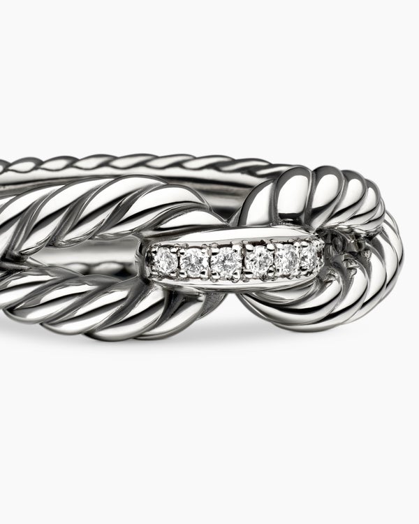 Cable Loop Band Ring in Sterling Silver with Diamonds, 7mm