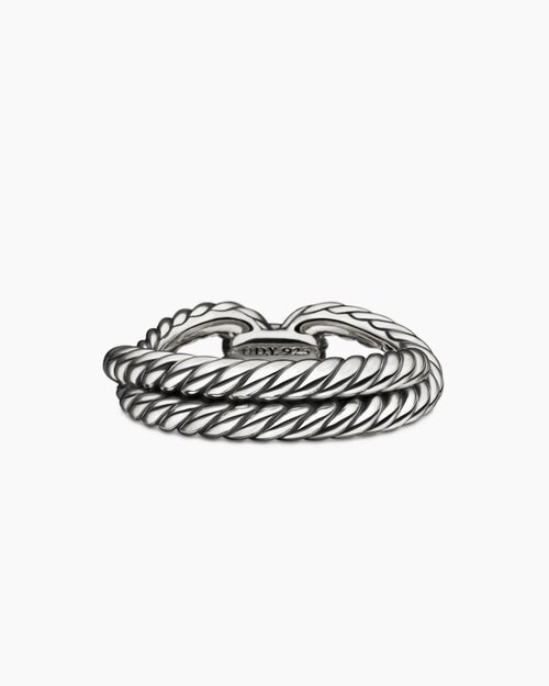 Womens Cable Loop Band Ring in Sterling Silver with Diamonds, 7mm