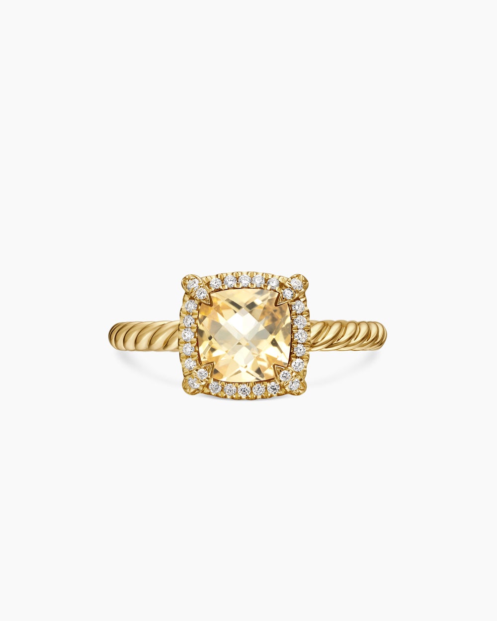 Womens Petite Chatelaine Pavé Bezel Ring in 18K Yellow Gold, 7mm