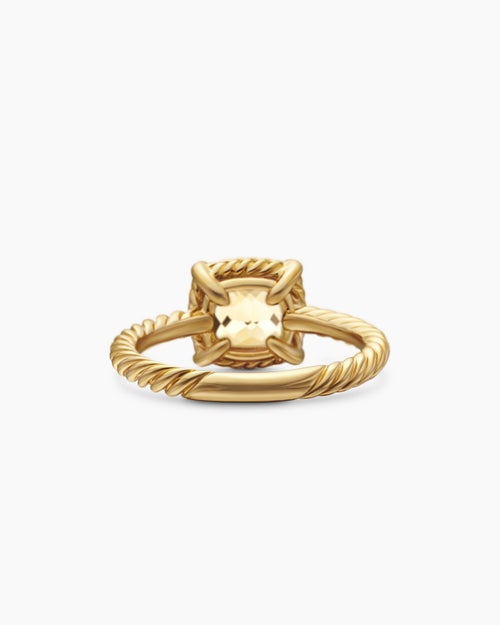 Womens Petite Chatelaine Pavé Bezel Ring in 18ct Yellow Gold, 7mm