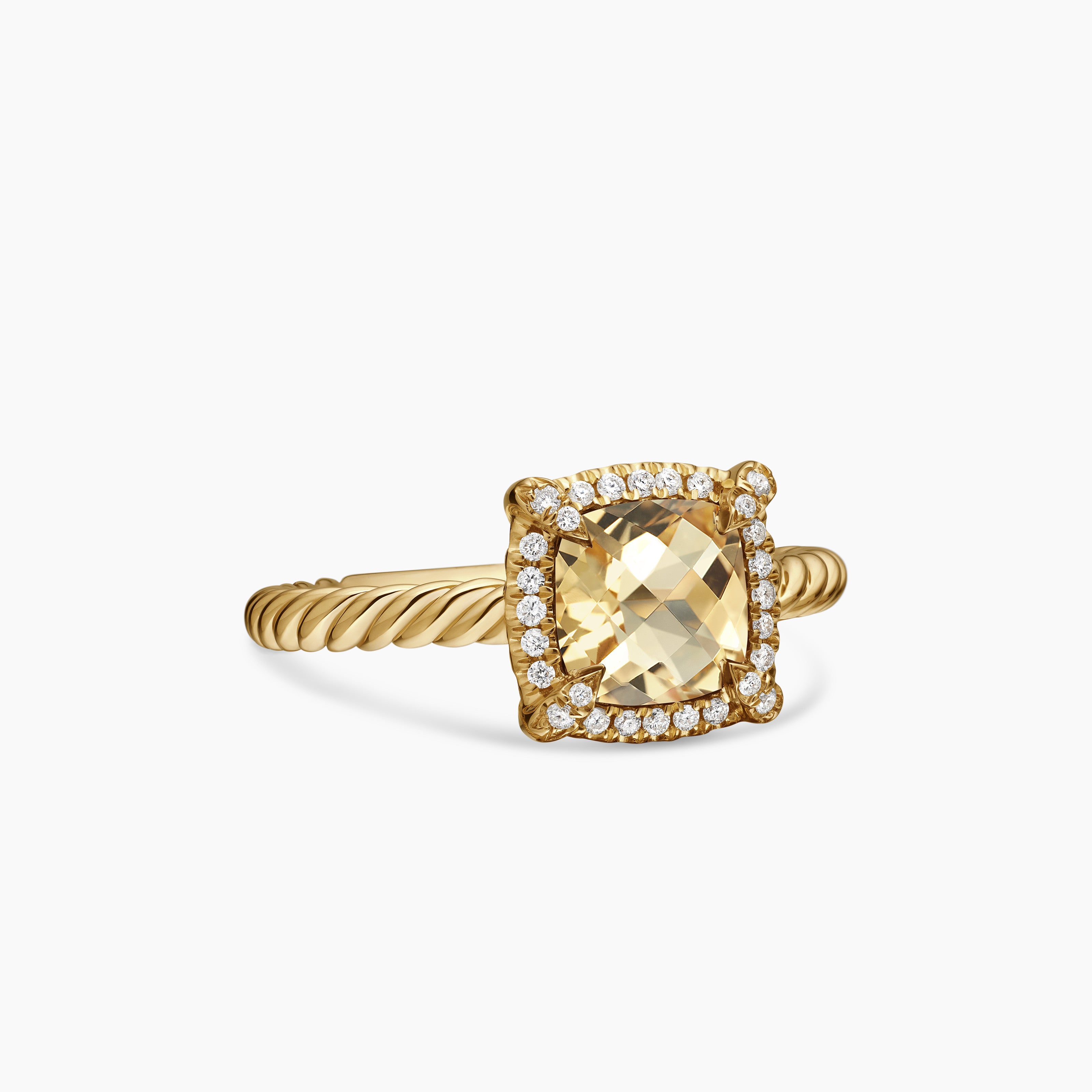 Bague &agrave; chatons pav&eacute;s Petite Chatelaine en or jaune 18 carats, 7 mm femme 