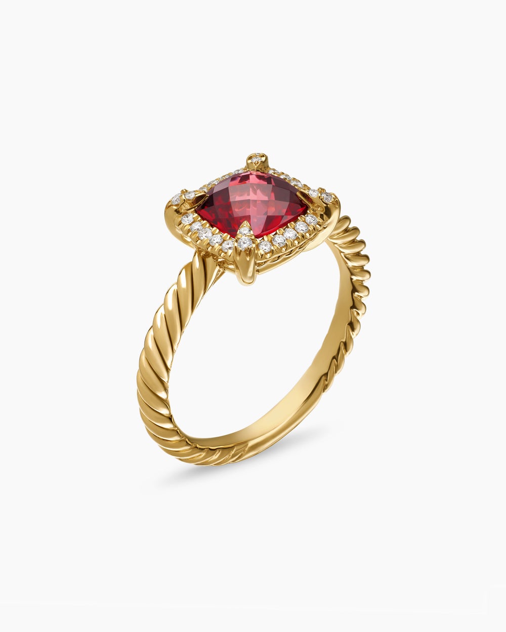 Womens Petite Chatelaine Pavé Bezel Ring in 18ct Yellow Gold, 7mm