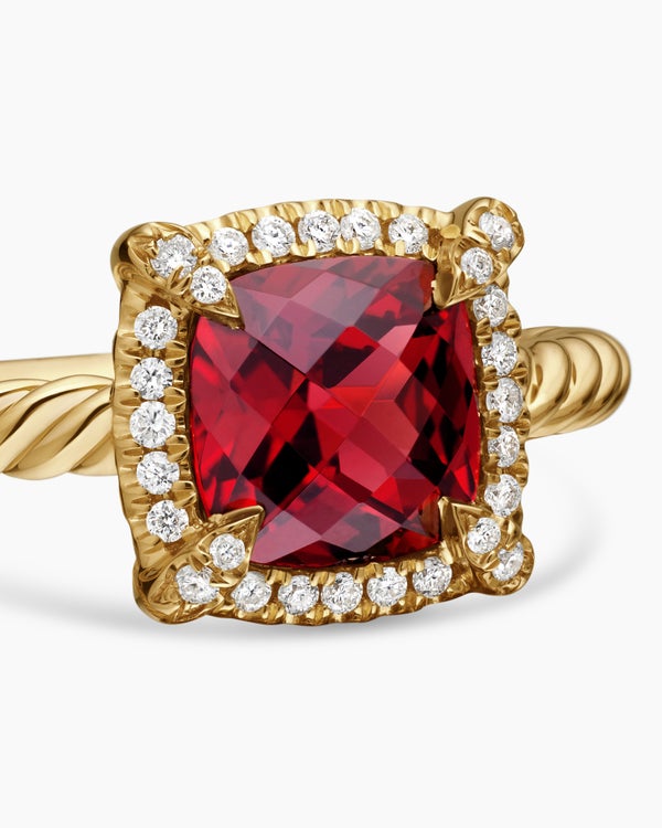 Petite Chatelaine Pavé Bezel Ring in 18K Yellow Gold, 7mm