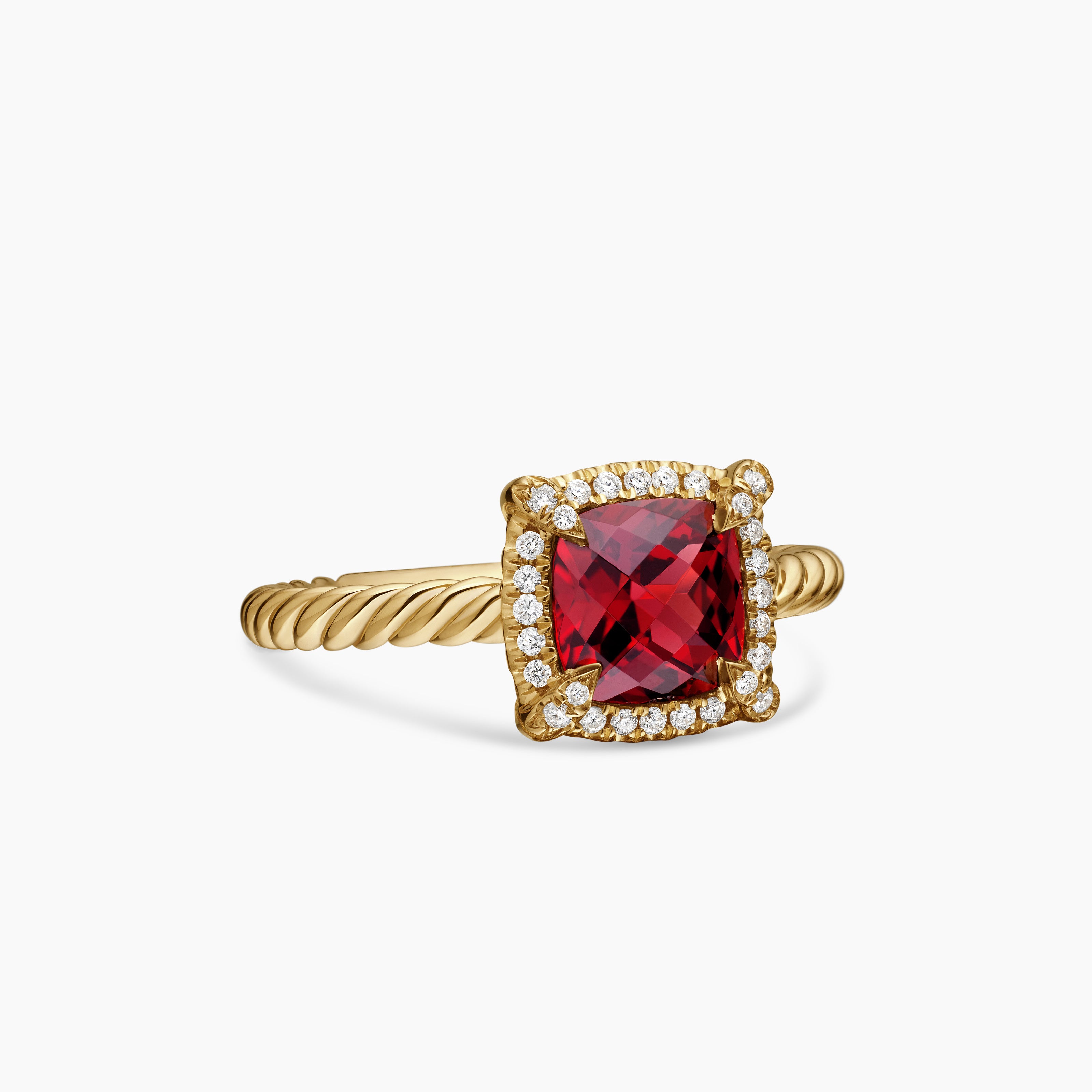 Bague &agrave; chatons pav&eacute;s Petite Chatelaine en or jaune 18 carats, 7 mm femme 