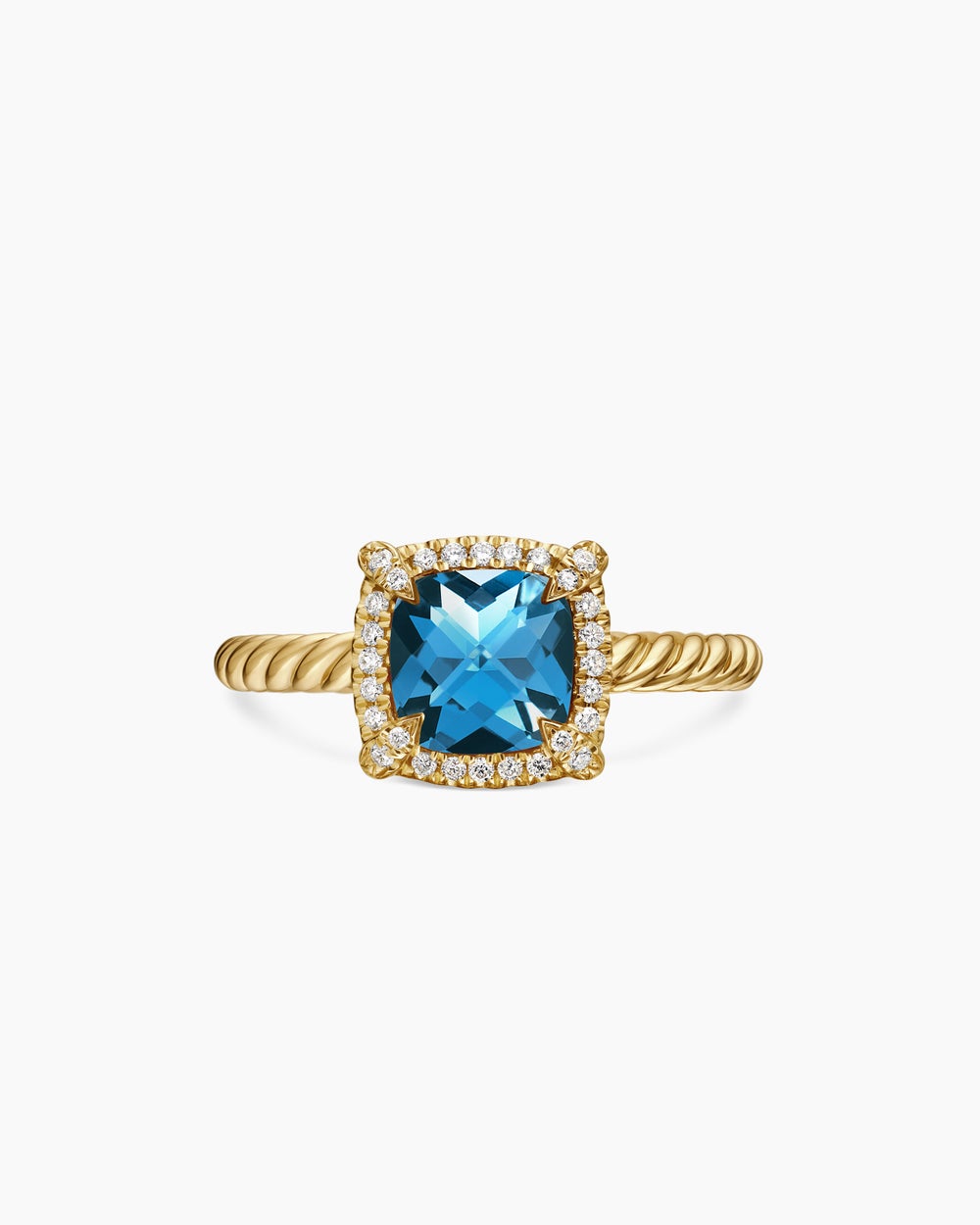 Womens Petite Chatelaine Pavé Bezel Ring in 18ct Yellow Gold, 7mm