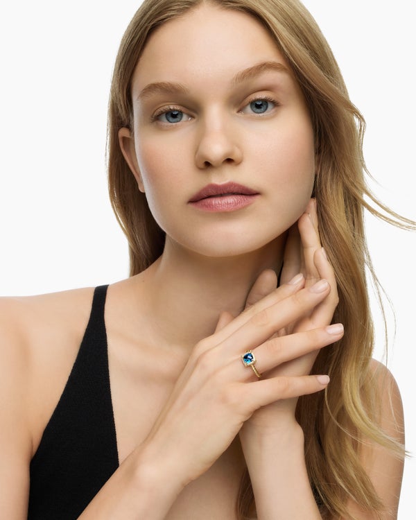 Petite Chatelaine Pavé Bezel Ring in 18K Yellow Gold, 7mm